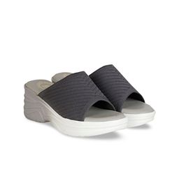 madam glorious Women Grey Platform Mules with Laser Cuts-14
