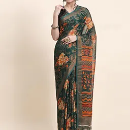 Rujave Abstract Woven Design Brasso Saree-image-1