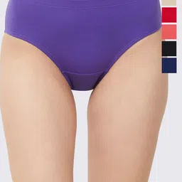 Soie Pack of 6 Assorted High Rise Full Coverage Solid Stretch Hipsters-picture-4