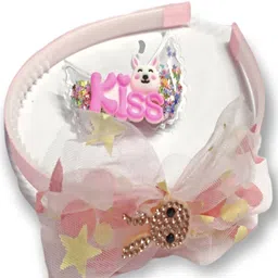 Proplady Girls Set of 2 Pink & White Embellished Hairband-74