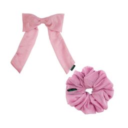 Arendelle Women Combo of Lavender Shinny Organza Large Scrunchie and Hair Bow-8