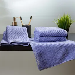 Nautica Set Of 4 Purple Solid Cotton Hand Towels-12