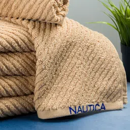 Nautica Set Of 6 Brown Solid Pure Cotton GSM 600 Hand Towels-9