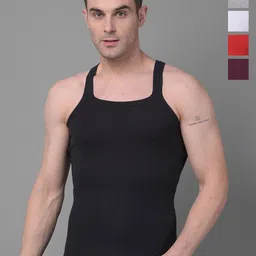 Dollar Bigboss Men Solid Pack of 5 Combed Cotton Racerback Styled Gym Vest MBB-01-PO5-S24-image-84