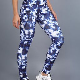 Rock Paper Scissors Women Blue Tie & Dyed Ankle-Length Tights-image-47