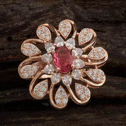 Kushal's Fashion Jewellery Rose Gold-Plated CZ-Studded Adjustable Finger Ring-37