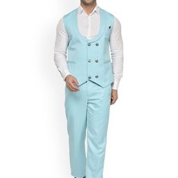 READYON Men 2-Pc Collarless Double Breasted Suit-image-52