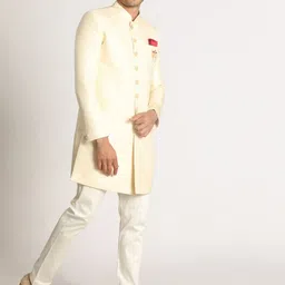 Manyavar Men Self-Design Traditional Indo Western Sherwani Set-picture-27