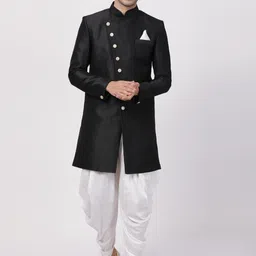 VASTRAMAY Mandarin Collar Slim-Fit Sherwani Set-picture-14