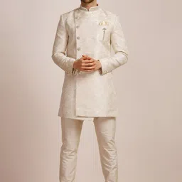 Manyavar Men Self-Design Brocade Sherwani Set-image-47