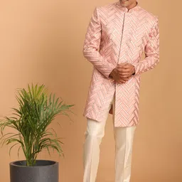 SHRESTHA BY VASTRAMAY Embroidered Straight Sherwani Set-picture-10