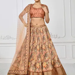 SAPTRANGI Ethnic Motifs Printed Zari Semi-Stitched Lehenga Choli-picture-17