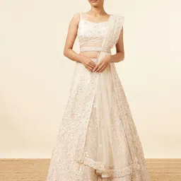 MOHEY Embroidered Beads and Stones Semi-Stitched Lehenga & Unstitched Blouse With Dupatta-picture-13