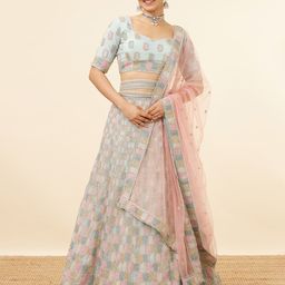 MOHEY Embroidered Beads and Stones Semi-Stitched Lehenga & Unstitched Blouse With Dupatta-image-77