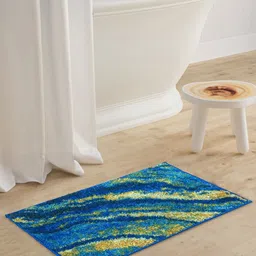 BIANCA Blue & Yellow Patterned 1600 GSM Anti-Skid Bath Rugs-image-91