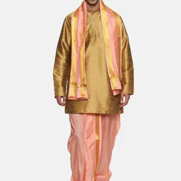 Sethukrishna Men Mid-Rise Dhotipants With Angavastram-image-38