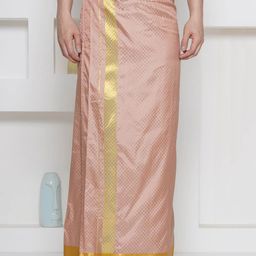 Sethukrishna Self Design Border Detail Dhoti With Angavastram image 1