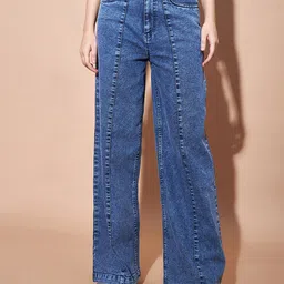 SASSAFRAS BASICS Women Straight Fit High-Rise Clean Look Heavy Fade Jeans-picture-15