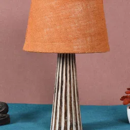 foziq Brown & Orange Textured Wooden Table Lamps-2