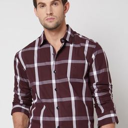 Mufti spread collar Long Sleeves Slim Fit Checked Casual Cotton Shirt-picture-30