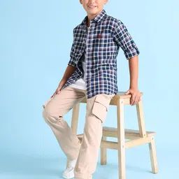 U.S. Polo Assn. Kids Boys Classic Checked Spread Collar Regular Fit Casual Shirt-image-48