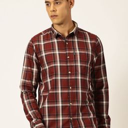 Provogue Classic Slim Fit Tartan Checks Pure Cotton Twill Casual Shirt-image-77