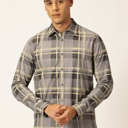 Provogue Classic Slim Fit Tartan Checks Spread Collar Cotton Casual Shirt-image-56