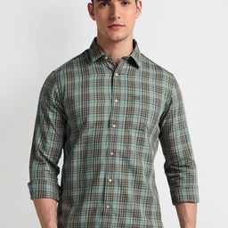 Arrow Sport Slim Fit Tartan Checks Twill Weave Cotton Casual Shirt-image-91