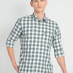 Arrow Sport Slim Fit Tartan Checks Opaque Twill Pure Cotton Casual Shirt-image-62