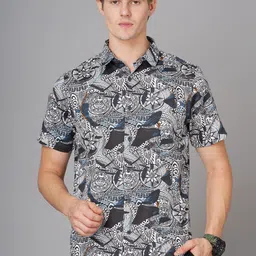 British Club Smart Slim Fit Abstract Printed Casual Shirt-picture-8