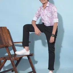 Crimsoune Club Boys Classic Slim Fit Floral Printed Casual Shirt-picture-46