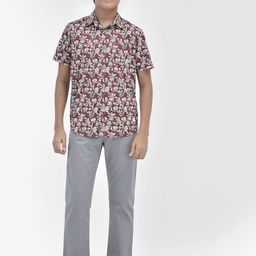 Crimsoune Club Boys Floral Printed Spread Collar Slim Fit Cotton Casual Shirt-image-54