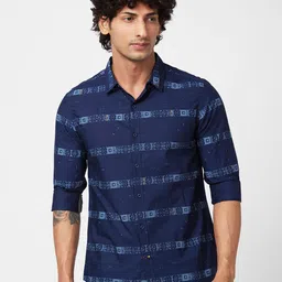 SPYKAR Men Slim Fit Horizontal Striped Cotton Poplin Casual Shirt-image-42