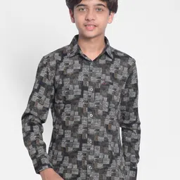 Crimsoune Club Boys Geometric Printed Slim Fit Pure Cotton Casual Shirt-image-49
