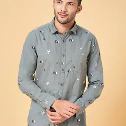 Urban Ranger by pantaloons Men Grey Slim Fit Opaque Printed Casual Shirt-image-96