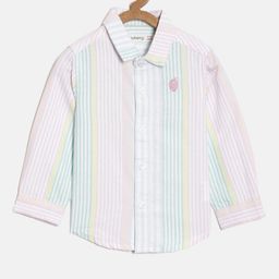Nuberry Boys Off White Slim Fit Multi Stripes Striped Pure Cotton Casual Shirt-picture-13