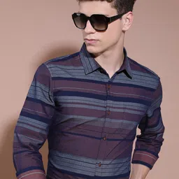 KETCH Slim Fit Horizontal Stripes Opaque Casual Shirt-image-63