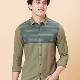 Being Human Spread Collar Slim Fit Horizontal Striped Casual Shirt-picture-25