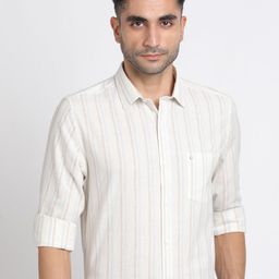 TurtleRelaxed Slim Fit Opaque Striped Formal Shirt-image-16