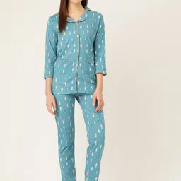 MBeautiful Women Blue & Peach-Coloured Fish Printed Night suit-picture-11