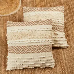 jutie pie Beige Cotton Woven 16x16 inches Cushion Cover-picture-40