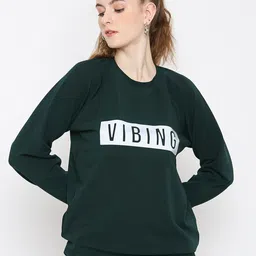 Smarty Pants Women Olive Green Cotton Printed Sweatshirt-image-61