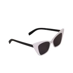 Peter Jones Eyewear Black Lens & White Cateye Sunglasses with UV Protected Lens-image-52