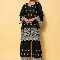 Libas Ethnic Motifs Embroidered Pure Cotton Kurta with Palazzos-picture-28