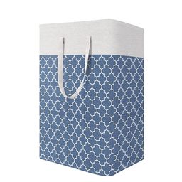 HOUSE OF QUIRK Blue & White Collapsible Waterproof Laundry Bag with Handles 75L-image-51
