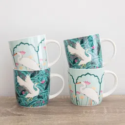 KitchenCraft Green Set of 4 Dishwasher & Microwave Safe Porcelain Mugs 425 ml Each-50
