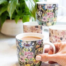 KitchenCraft White Set Of 4 Dishwasher & Microwave Safe Printed Porcelain Mugs 425ml Each-24