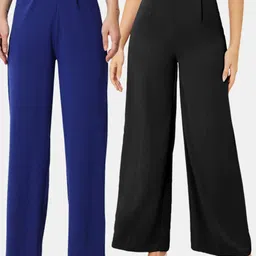 Kotty Women Multicoloured Relaxed Straight Fit High-Rise Easy Wash Pleated Trousers-image-71