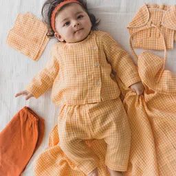 Tiber Taber Infants Checked Pure Cotton Top with Trousers image 1