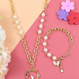 Asthetika Kids Girls Butterfly Charms Necklace & Bracelet-picture-13